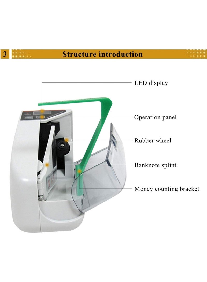 آلة عد النقود  أوتوماتيكية بالكامل، مع وظائف الجمع والتجميع، وكشف الأوراق النقدية المزيفة بالأشعة فوق البنفسجية والمغناطيسية، عد بالقيمة، وشاشة ال اي دي كبيرة - Image 3